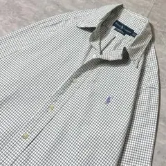 デ*太様 90s Ralph Lauren チェック コットン BD シャツ 刺