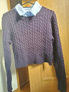 《あい様専用》ネイビー ケーブルニット クロップドセーター