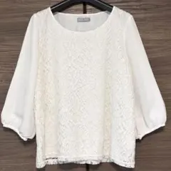 LESMUES レース合わせシフォンブラウス　大きめサイズ　AOKI