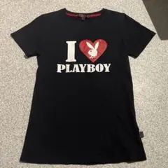 美品 y2k PLAYBOY I LOVE プリント Tシャツ ブラックのサムネイル