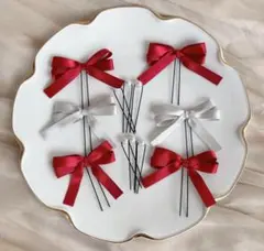 ヘアメリボン　ヘアメ　推しカラー　推し活　リボンピン　推し色　量産型　地雷　赤