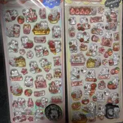 いちごうさぎ2枚セット 立体シール ぷくぷくシール ラメ入りキャラクター 可愛い