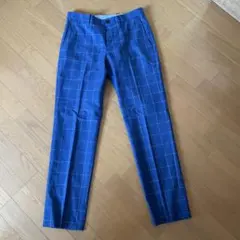 GLOSTER 青 チェック スラックスのサムネイル