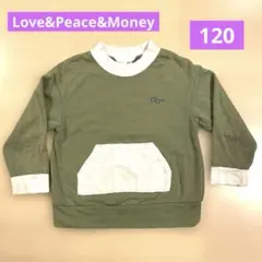 Love&Peace&Money トレーナー　モスグリーン　カーキー　120cm