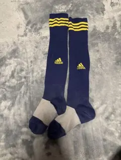 adidas ネイビー イエロー ストライプ ソックス16〜18