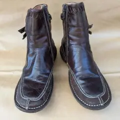l6EM ダークブラウンレザーショートブーツ 23cm