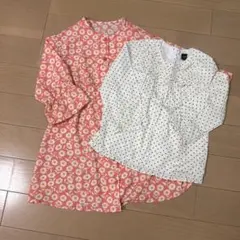花柄ワンピースとハート柄ブラウス2点セット