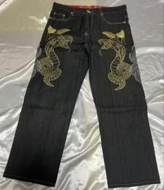 【W34】不倶戴天 刺繍デニムパンツ ジーンズ 和柄 龍 ドラゴン W34】不倶戴天 刺繍デニムパンツ ジーンズ 和柄 龍 ドラゴン - メルカリ