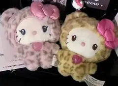 【新品・未使用】ヒョウ柄キティ　ギャルクマ茶色　ピンクストラップ　キーホルダー