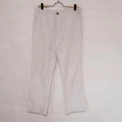 GLOBAL WORK リネン混　ストライプ ゆったりパンツ　M