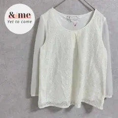 美品　ロペピクニック　レースブラウス　切替　シアースリーブ　オフホワイト　M