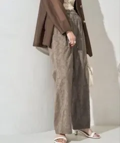 フリークスストア　ジャガード柄 ワイドパンツ イージーパンツ ブラウン