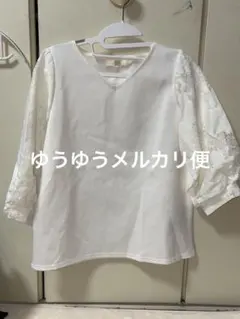grove グローブ 袖レース切り替えプルオーバー ホワイト Lサイズ