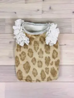 ヒョウ柄フリースベスト　フリル付き　4号　新品未使用