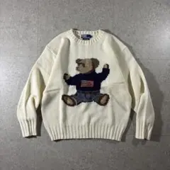 極美品90s POLO RalphLauren座りポロベアウールニットアイボリー