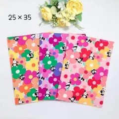 25×35ランチョンマットクロス3枚セット パンダ 花柄 入園　①