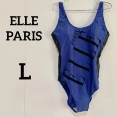 【ELLE PARIS】ロゴプリント ワンピース水着 ブルー 11Lのサムネイル