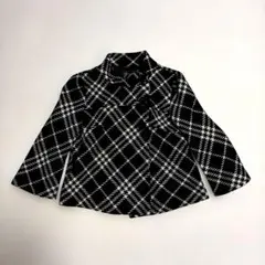 モノトーンチェック ウール混ショートコート クラシック モード 大人上品 短丈