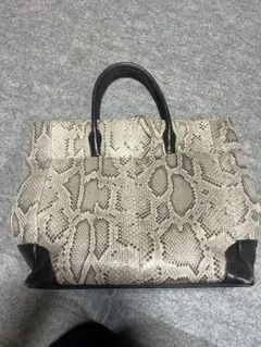 【本革パイソン】超大容量トートバッグ 41cm 蛇革 レザー 旅行 ビジネス