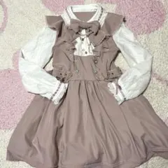 lizlisaダブルハートラッフルワンピース ピンク