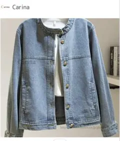 新品　デニムジャケット ノーカラー Ｌサイズ