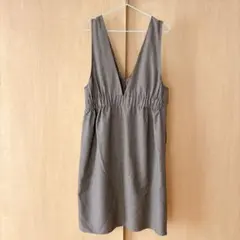 ノースリーブワンピ 千鳥格子 Vネック 膝丈