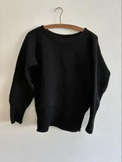 ヴィンテージ ブラック クルーネック ニット 長袖