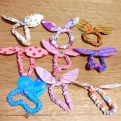 9個セット　うさみみ　シュシュ　子供用　ヘアアクセ