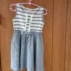 mezzo piano ストライプ ノースリーブワンピース 140