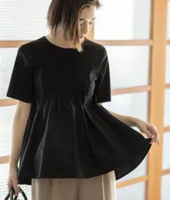 OPAQUE.CLIP 異素材Aラインカットソー シルク調コットン　40