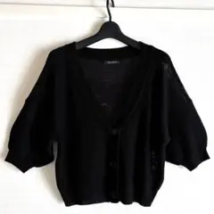 美品⭐︎BELIEVE 透かし編み　Vネックカーディガン　M 黒⭐︎