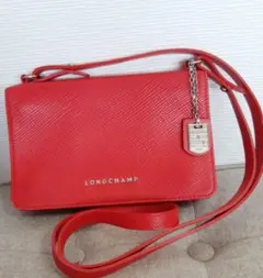 LONGCHAMP レザー ショルダーバッグ レッド
