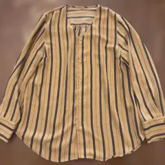 ロペピクニック　ベージュストライプ柄ブラウス　38