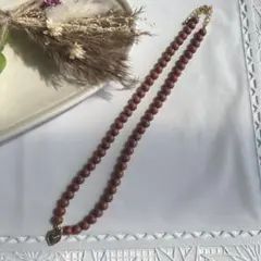 ブラウンビーズハンドメイドネックレス