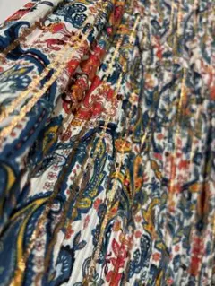 ペイズリー柄長袖ロングワンピース