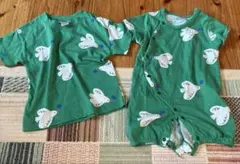 futafuta 鳥柄 半袖Tシャツ ロンパース セット 90 80 おそろいのサムネイル