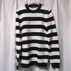 Bershka 黒と白のストライプ ニットセーター Lサイズ