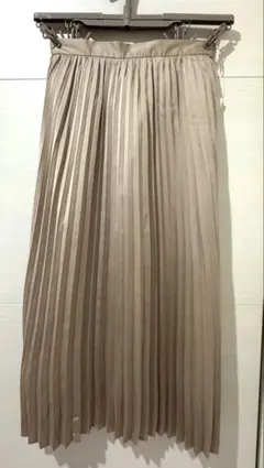 プリーツロングスカート XL ベージュ
