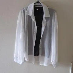 シースルー白シャツと黒ノースリーブセット　サイズ　L