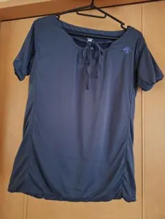 ネイビー リボン付きVネック Tシャツ Oサイズのサムネイル