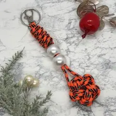 パラコード キーホルダー オレンジ黄緑