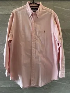90s/ジャマイカ製　ラルフローレン YARMOUTH 長袖シャツ　L ピンク