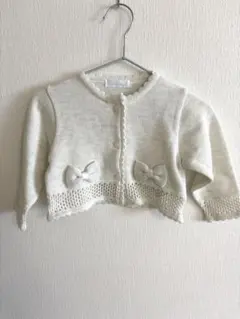 bebe ホワイトリボン付きカーディガン 70-80