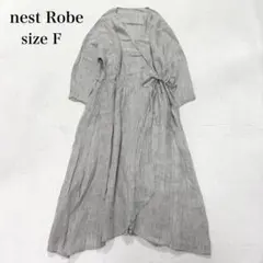 nest Robe＊リネンペーパーカシュクールワンピース ベージュ