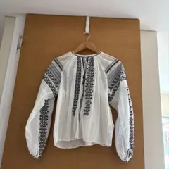 MACPHEE 刺繍ブラウス 長袖 ホワイト ブラックのサムネイル