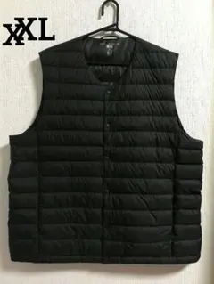 【美品】UNIQLO　ノーカラーウルトラライトダウンベスト　ブラックXXLサイズ