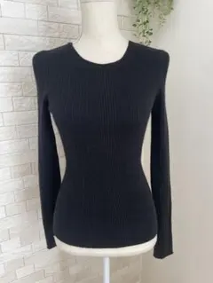 theory【セオリー】黒 リブ編み 長袖ニット