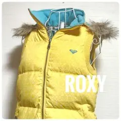 j*様 当時物　未使用　ROXY　黄色　ファー付き　ダウンベスト　L Y2K　ロ