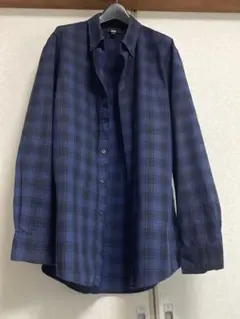 【UNIQLO】 ユニクロ 長袖シャツ チェック柄 ネイビー Lサイズ