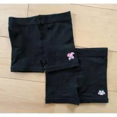 黒のキャラクター刺繍ハーフパンツ